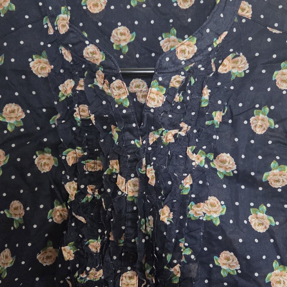 Elegant Floral Navy Blouse